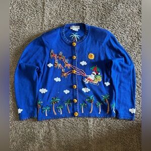 Vintage J.B. Quick Embroidered Christmas Cardigan sweater 90s size large